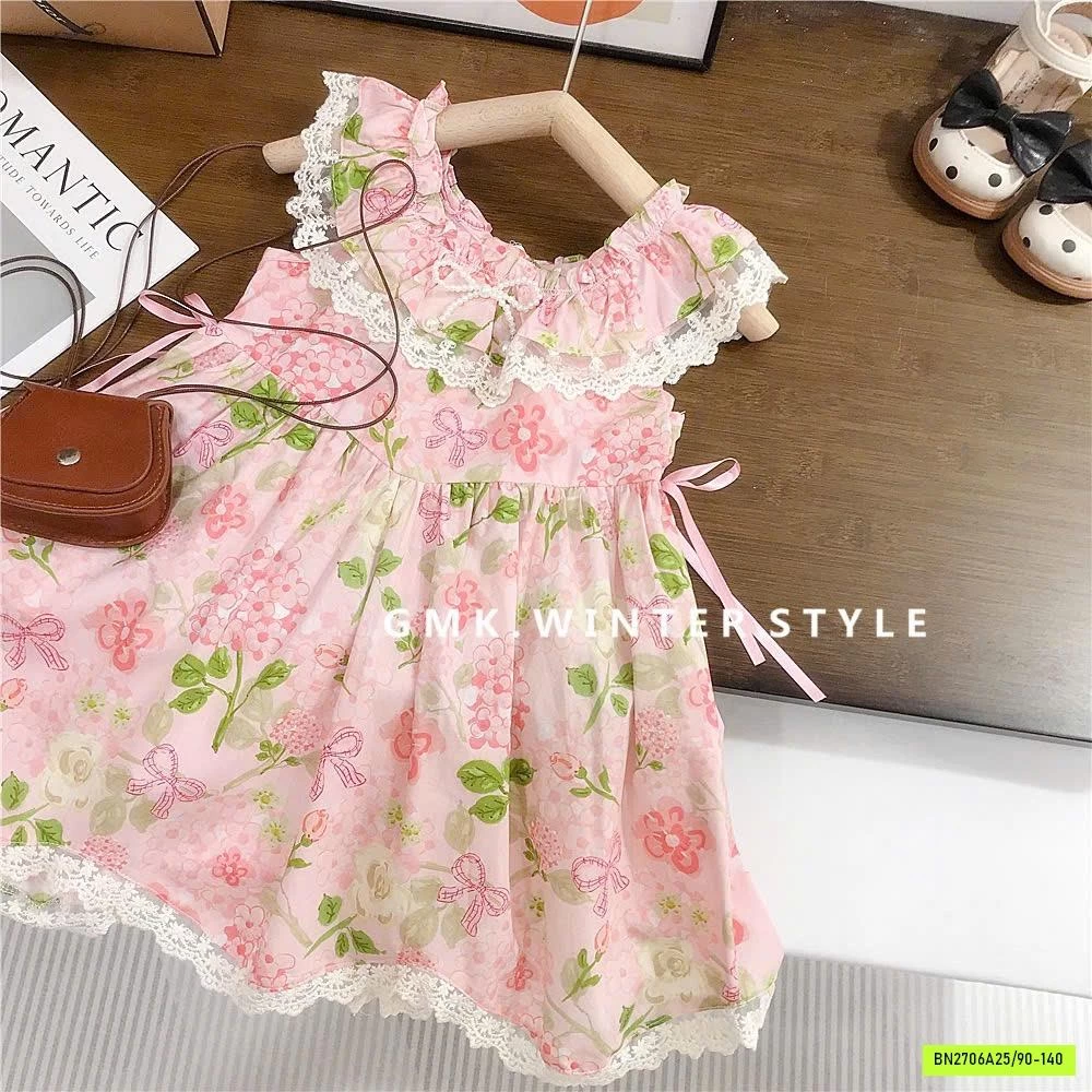 VÁY HOA CỔ BÈO PHỐI REN