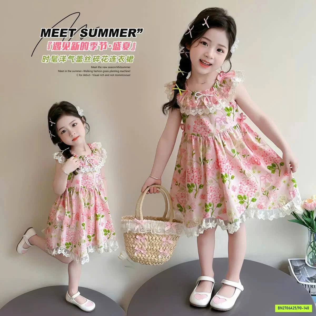 VÁY HOA CỔ BÈO PHỐI REN