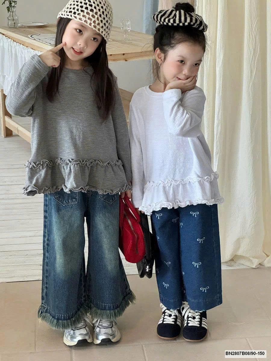 Áo thun dáng rộng bèo nhún phong cách hàn quốc