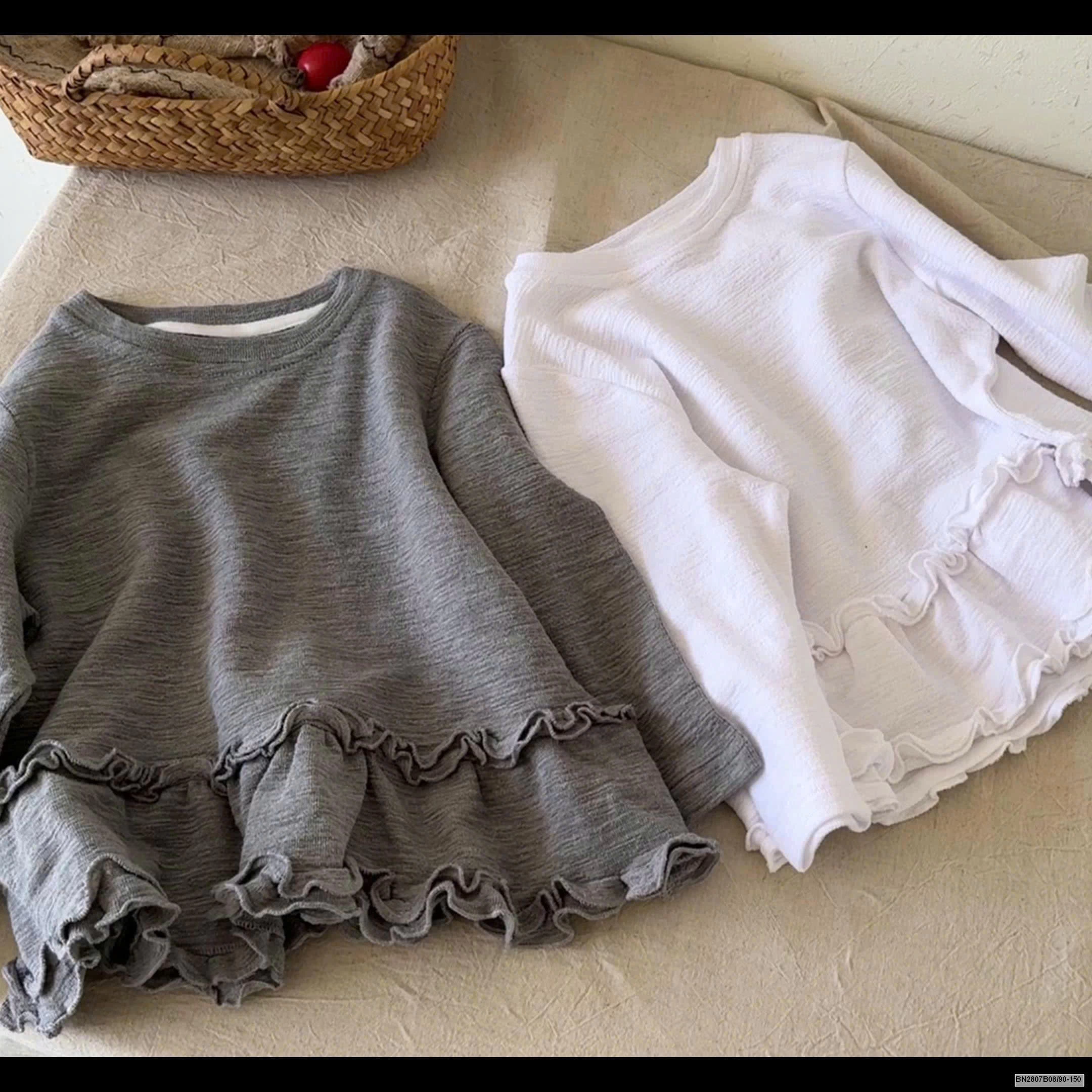 Áo thun dáng rộng bèo nhún phong cách hàn quốc