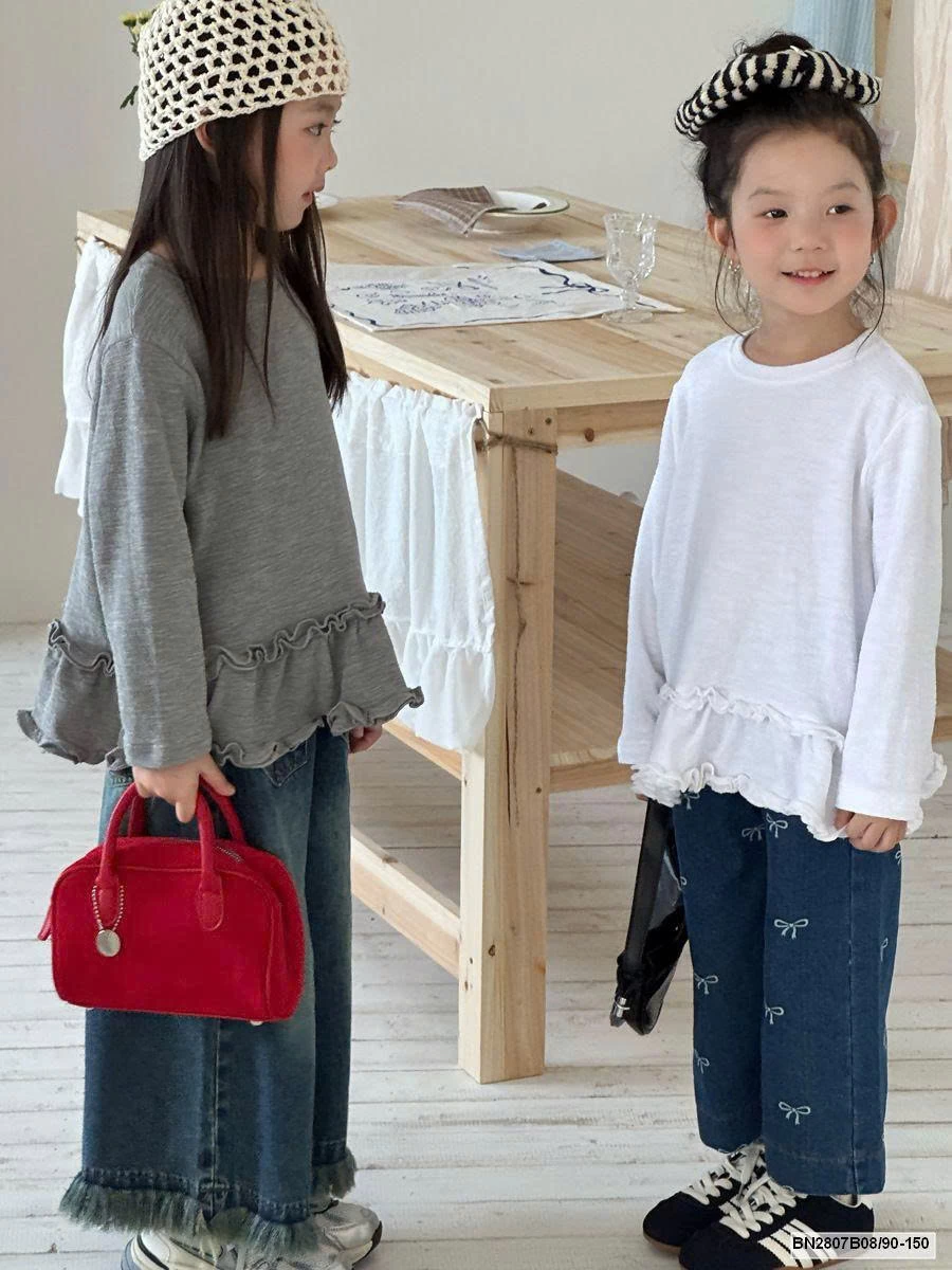 Áo thun dáng rộng bèo nhún phong cách hàn quốc