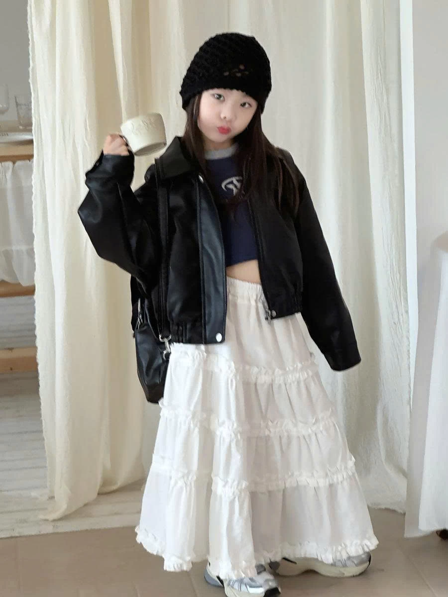 Áo khoác da pu dáng bomber cho bé