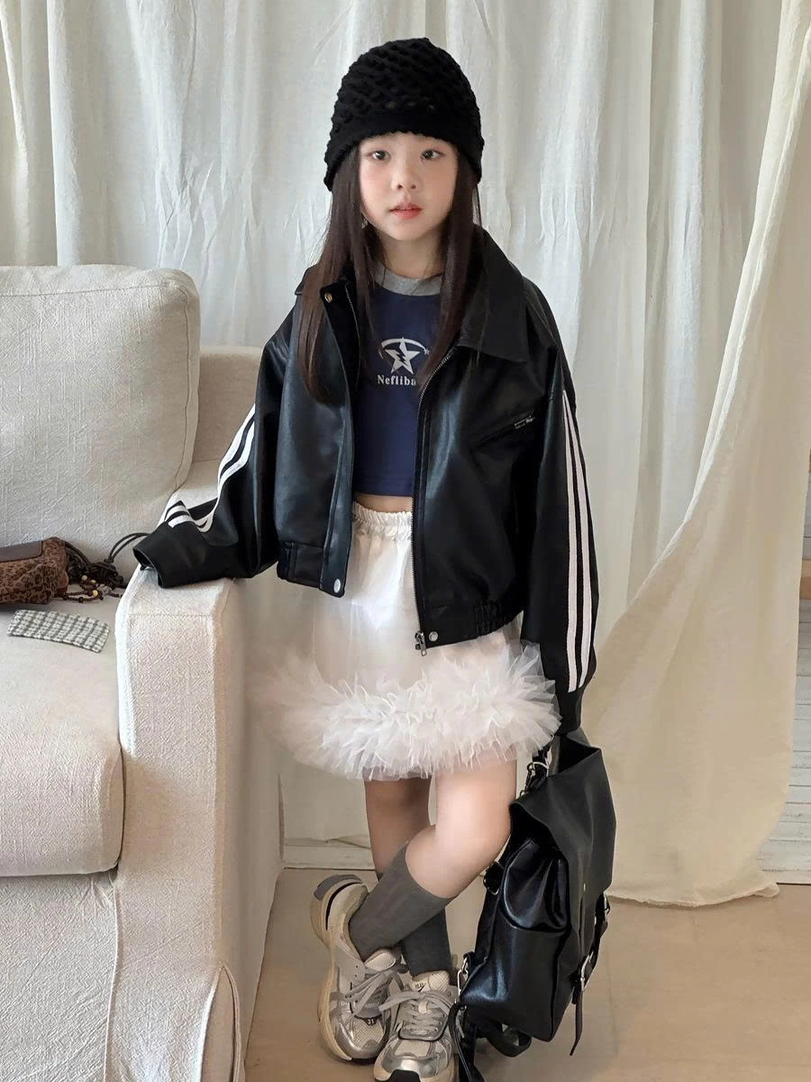 Áo khoác da pu dáng bomber cho bé