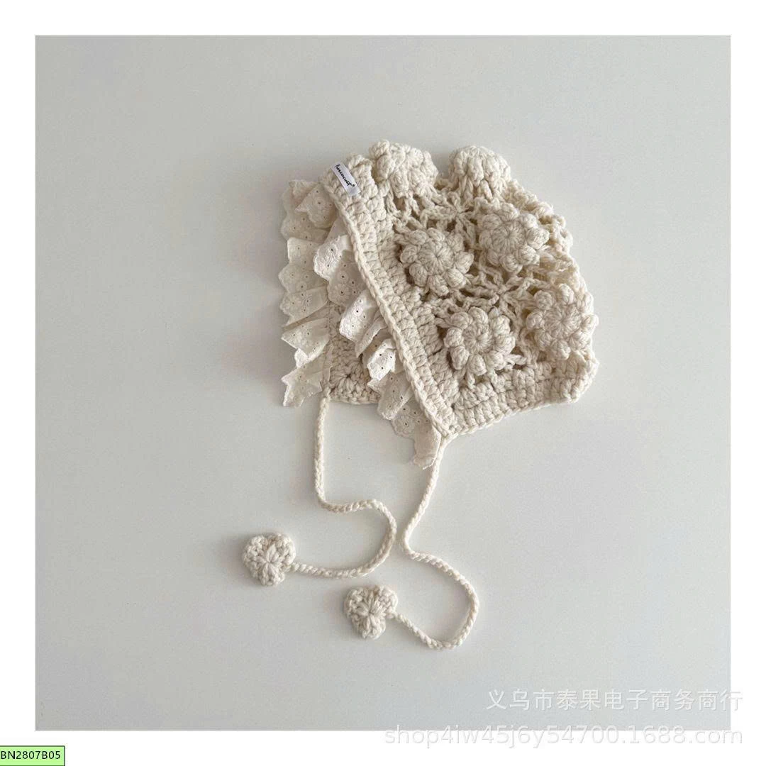 MŨ LEN DỆT HOA NHÍ