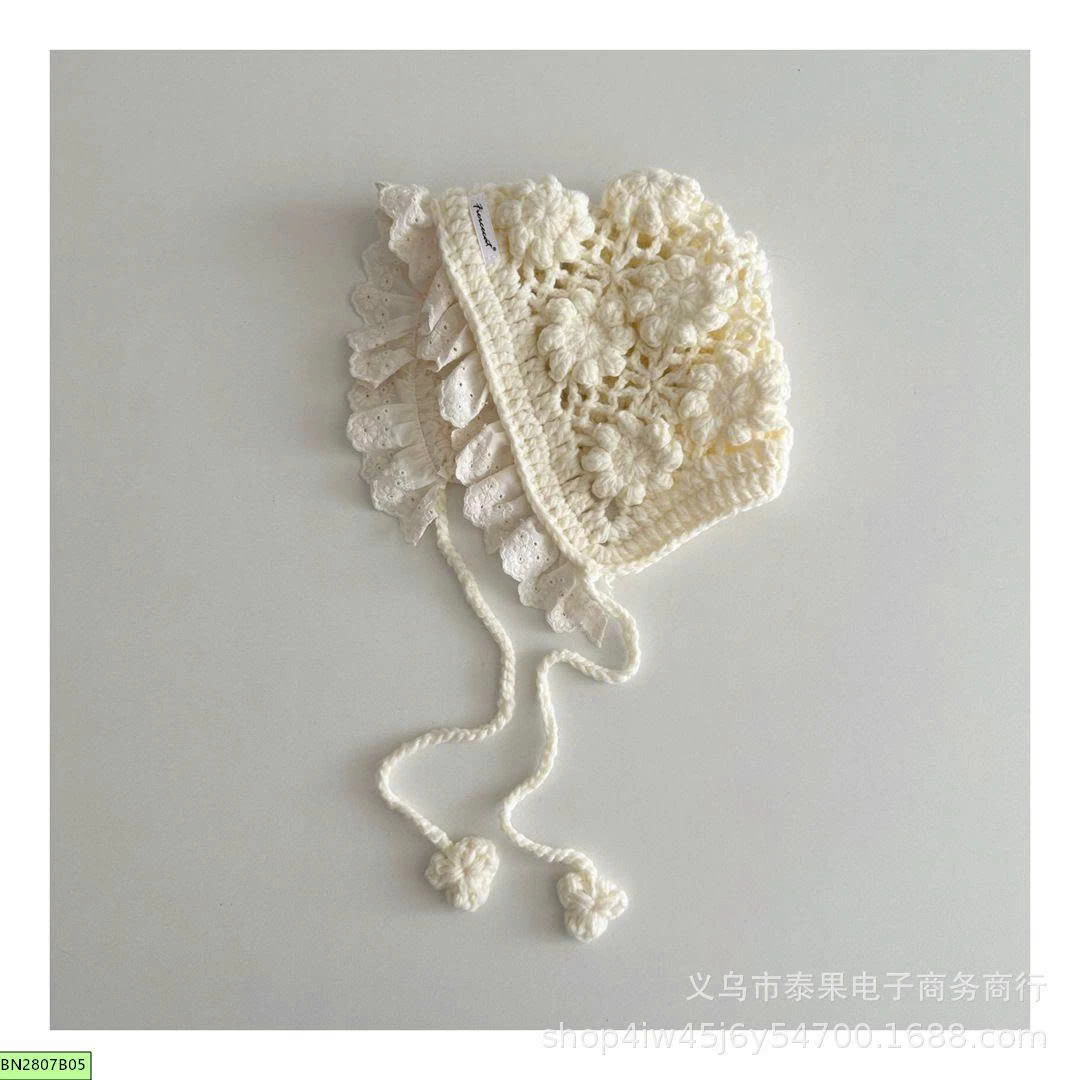 MŨ LEN DỆT HOA NHÍ