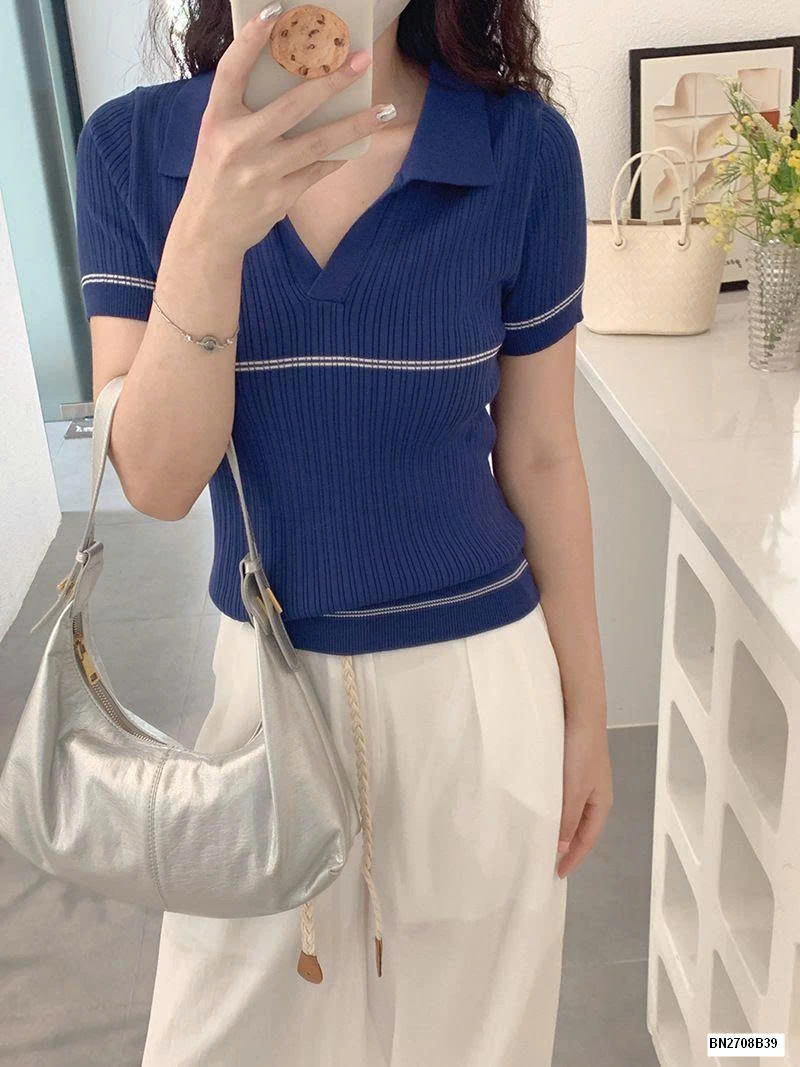 ÁO LEN NGẮN TAY CỔ V