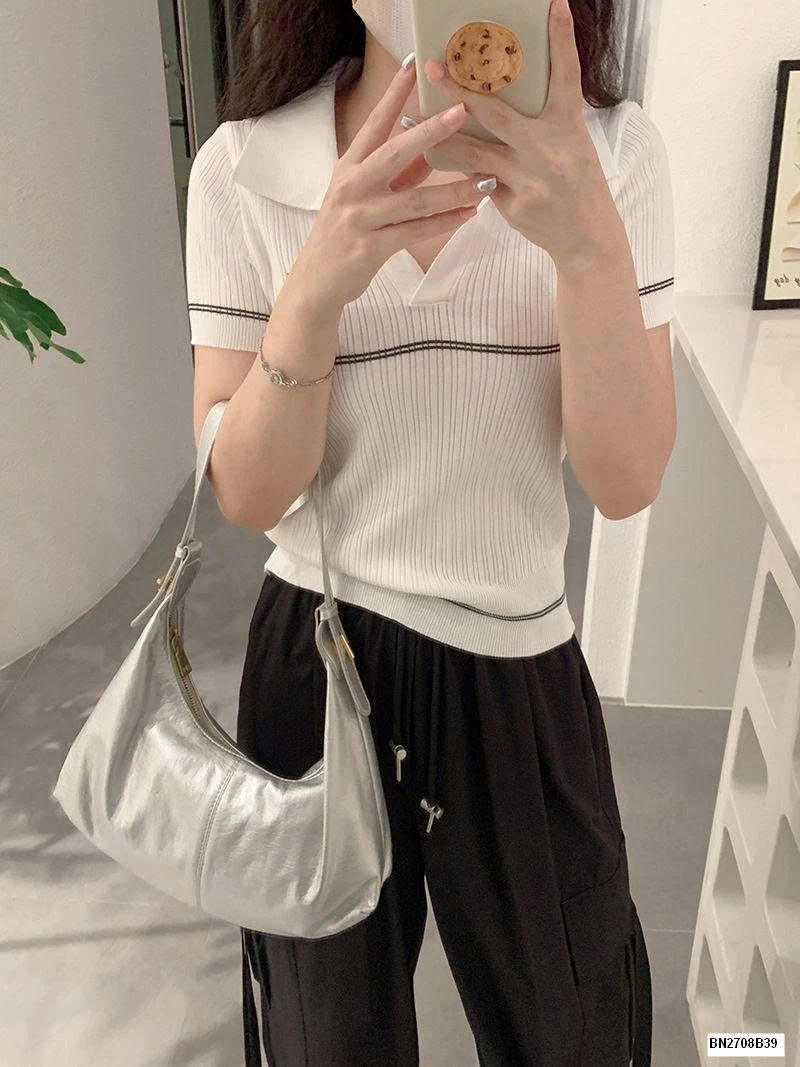 ÁO LEN NGẮN TAY CỔ V