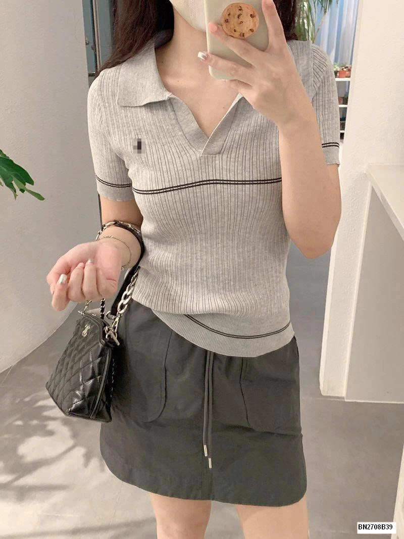 ÁO LEN NGẮN TAY CỔ V