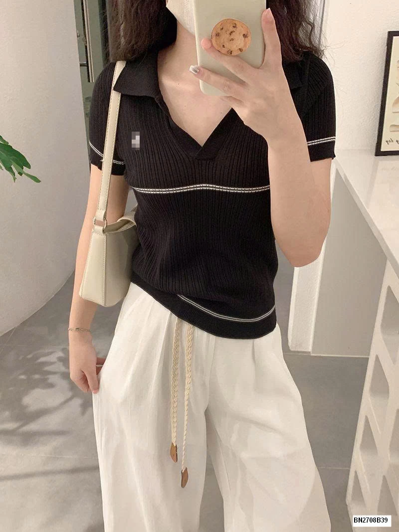 ÁO LEN NGẮN TAY CỔ V