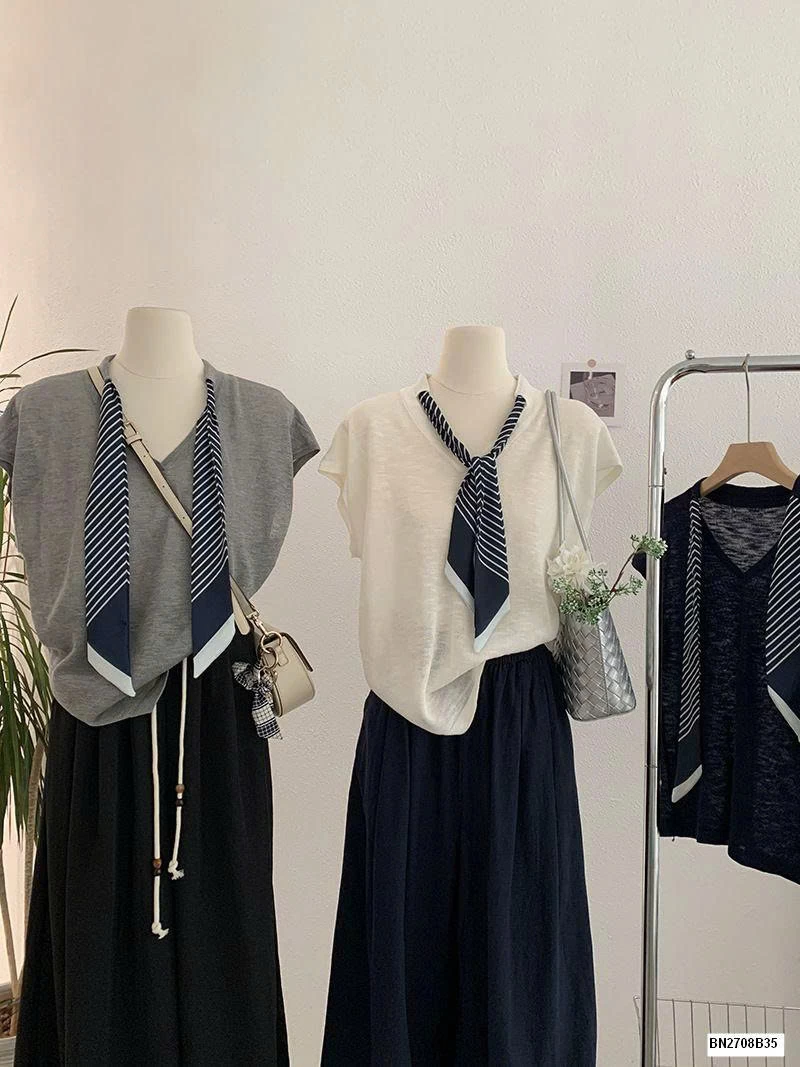 ÁO THUN LƯỚI  TAY HẾN LIỀN KHĂN