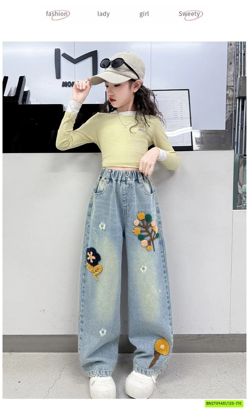 JEANS SUÔNG THÊU HOA