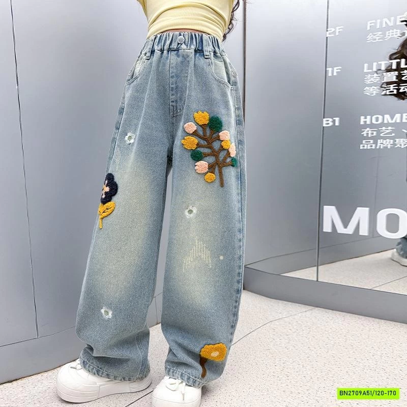 JEANS SUÔNG THÊU HOA