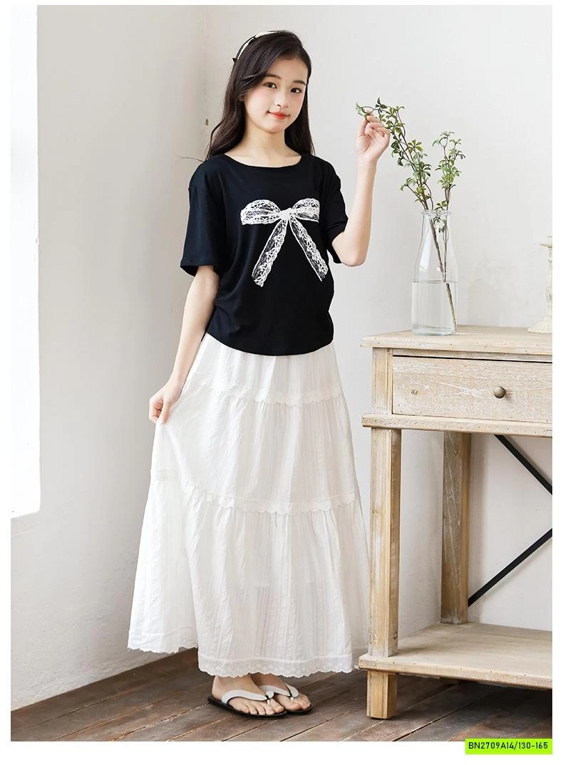 ÁO THUN NƠ MIX CV DÁNG DÀI