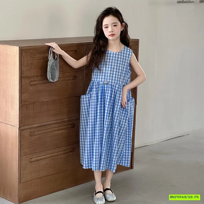 ĐẦM THÔ BABYDOLL CARO XANH