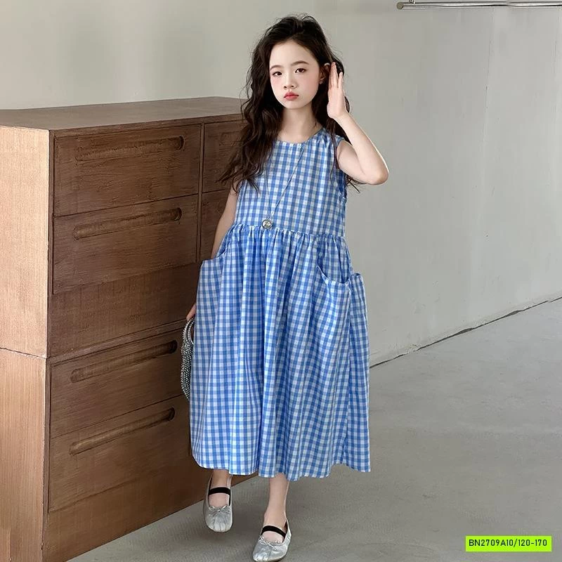 ĐẦM THÔ BABYDOLL CARO XANH