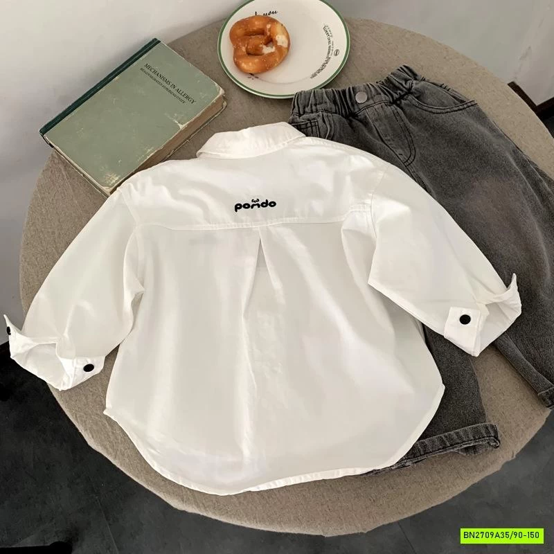 SƠ MI ĐUÔI TÔM THÊU CHỮ