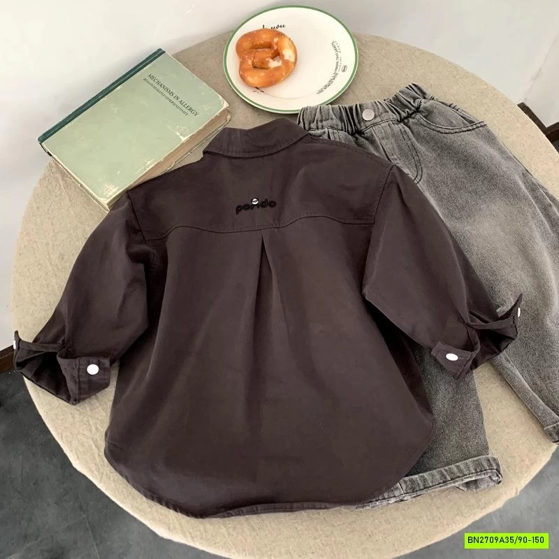 SƠ MI ĐUÔI TÔM THÊU CHỮ