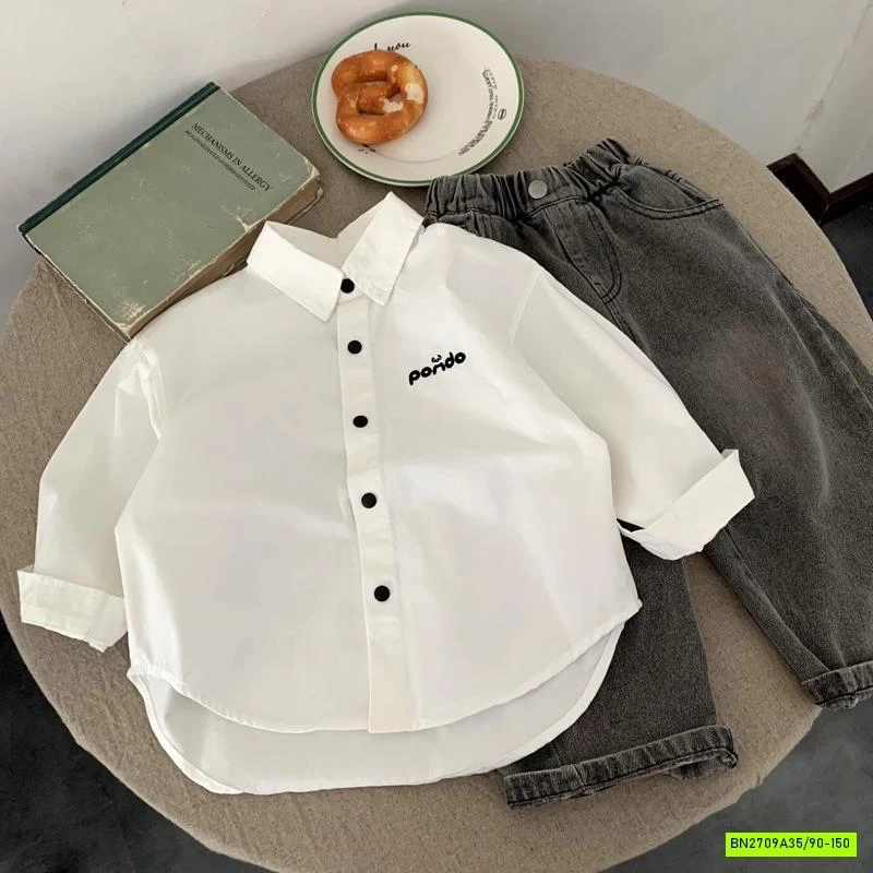 SƠ MI ĐUÔI TÔM THÊU CHỮ