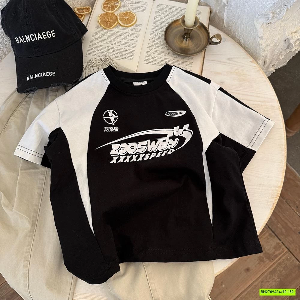 ÁO THUN NGẮN TAY PHỐI ĐEN TRẮNG