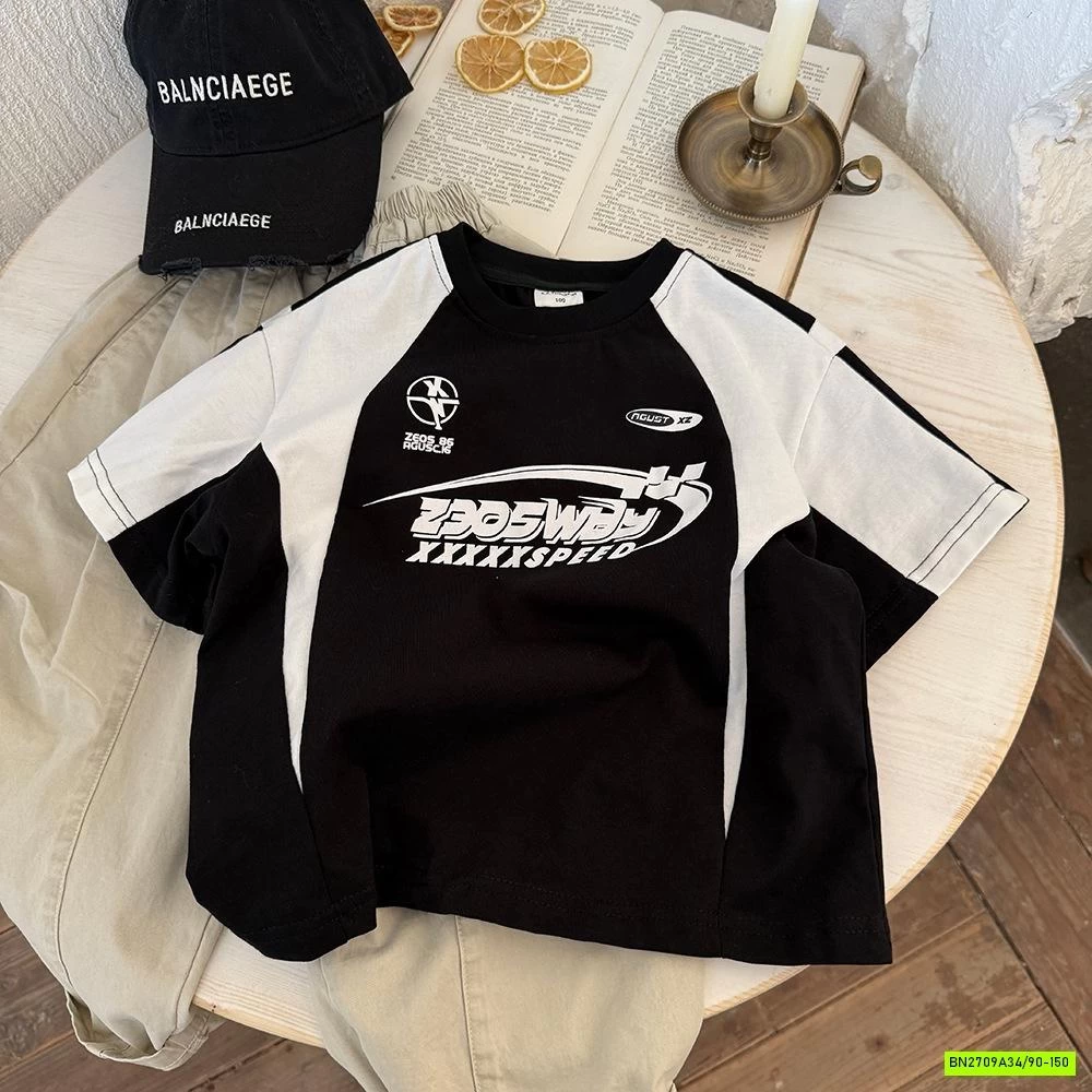 ÁO THUN NGẮN TAY PHỐI ĐEN TRẮNG