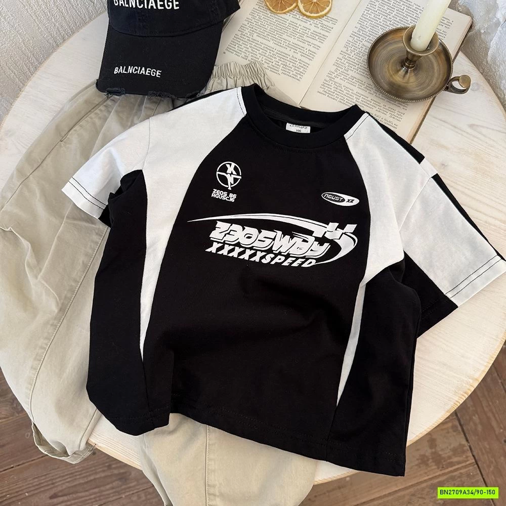 ÁO THUN NGẮN TAY PHỐI ĐEN TRẮNG