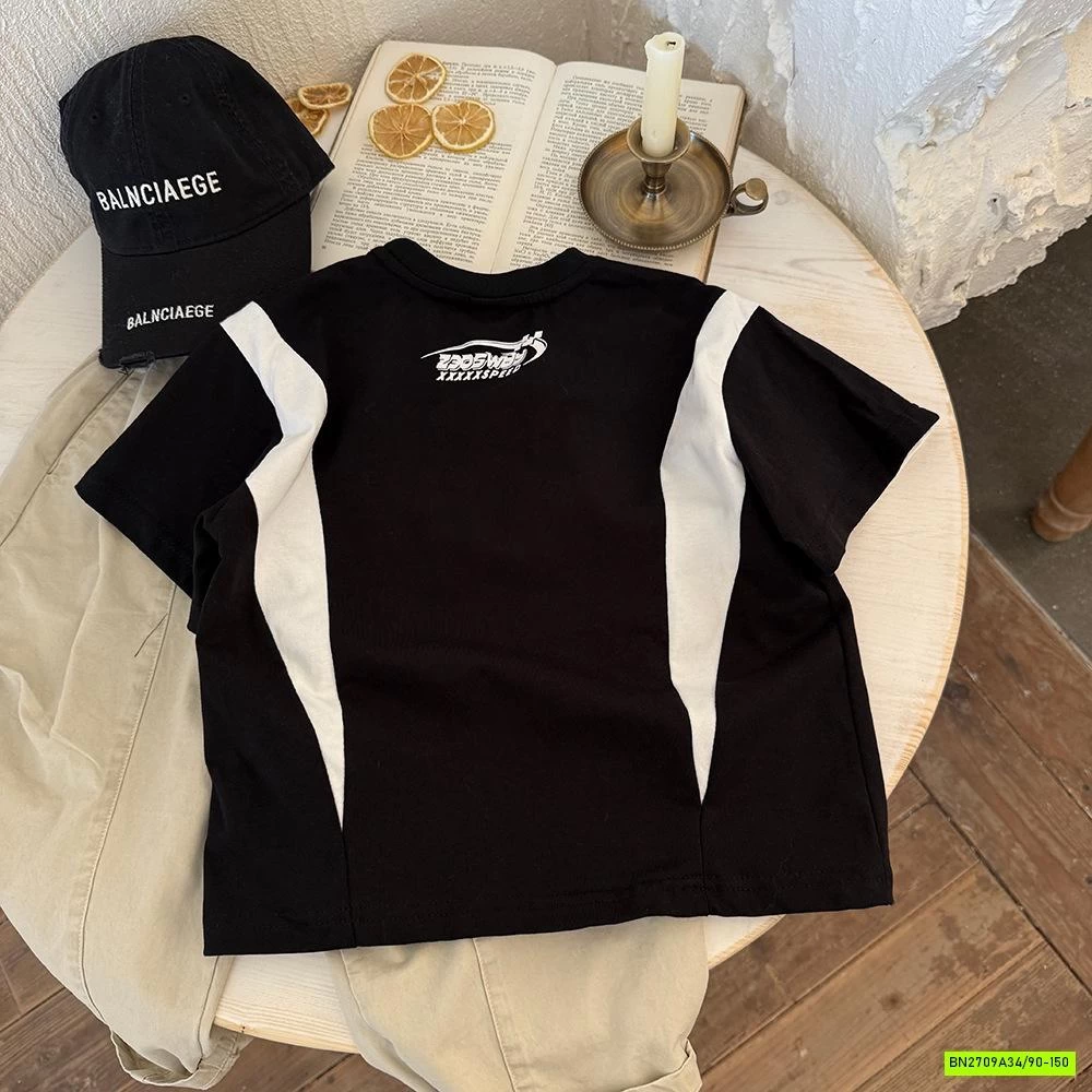 ÁO THUN NGẮN TAY PHỐI ĐEN TRẮNG