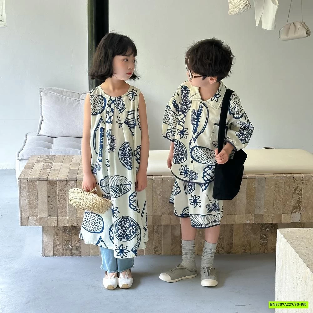COUPLE SƠ MI HỌA TIẾT KUMAIKIDS