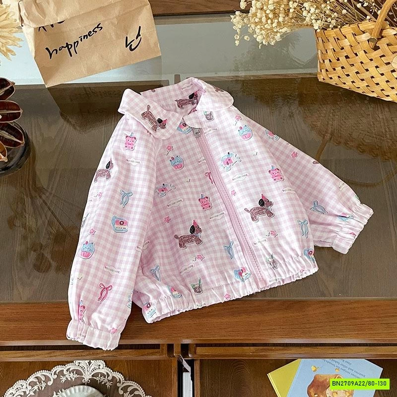 KHOÁC GIÓ CARO HỒNG DỄ THƯƠNG