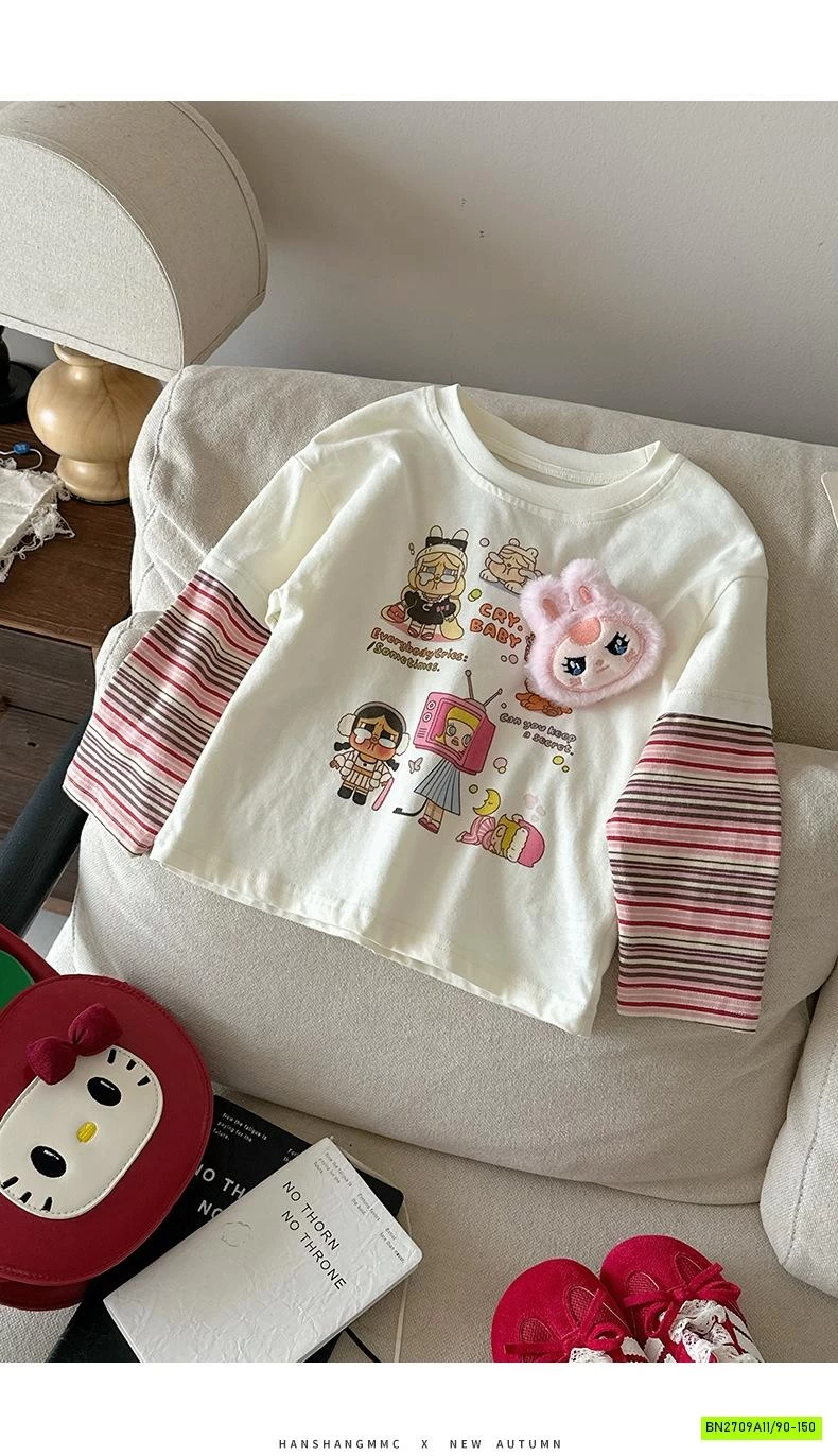 ÁO LABUBU GIẢ 2 LỚP TAY KẺ