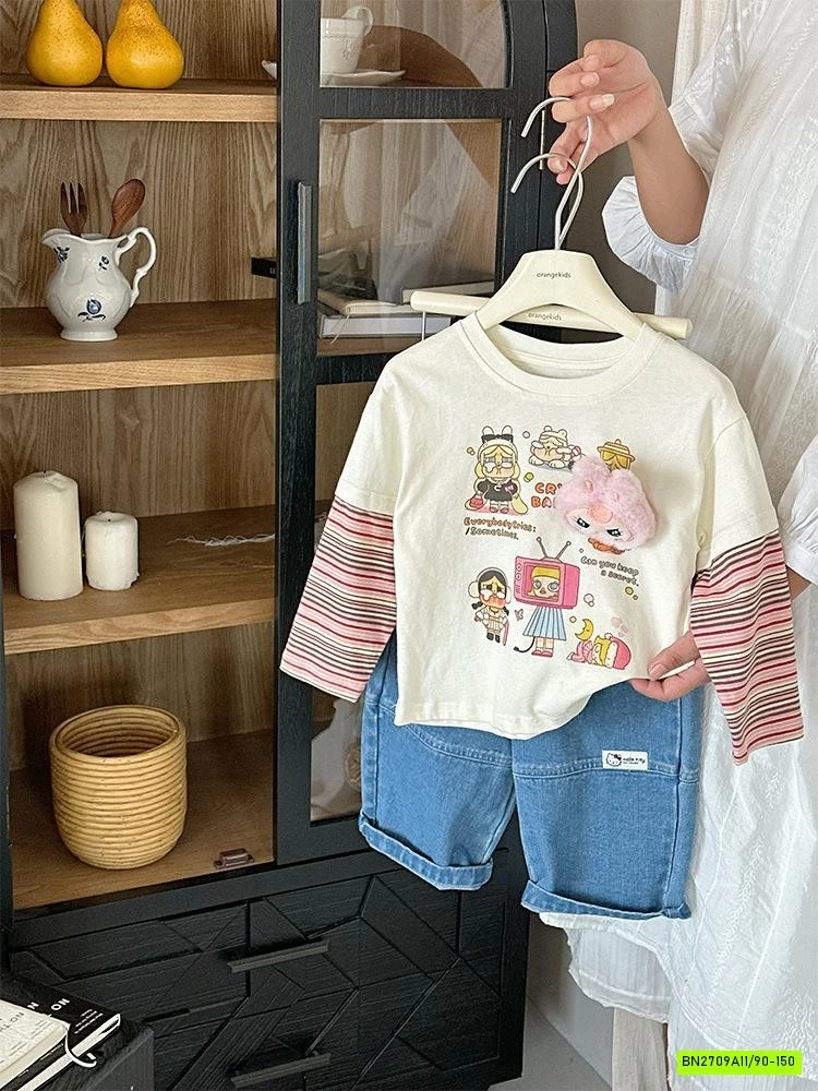 ÁO LABUBU GIẢ 2 LỚP TAY KẺ