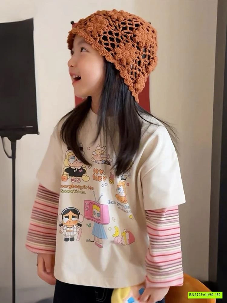 ÁO LABUBU GIẢ 2 LỚP TAY KẺ