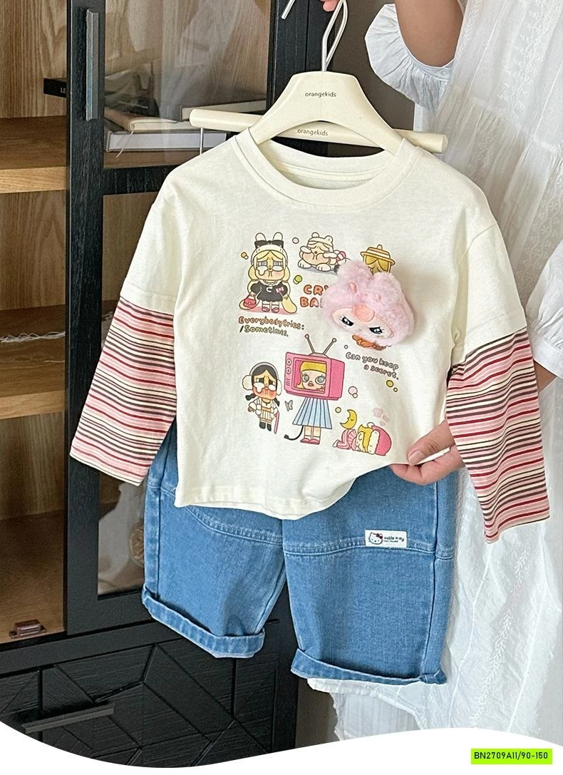 ÁO LABUBU GIẢ 2 LỚP TAY KẺ