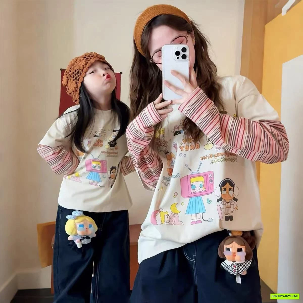 ÁO LABUBU GIẢ 2 LỚP TAY KẺ