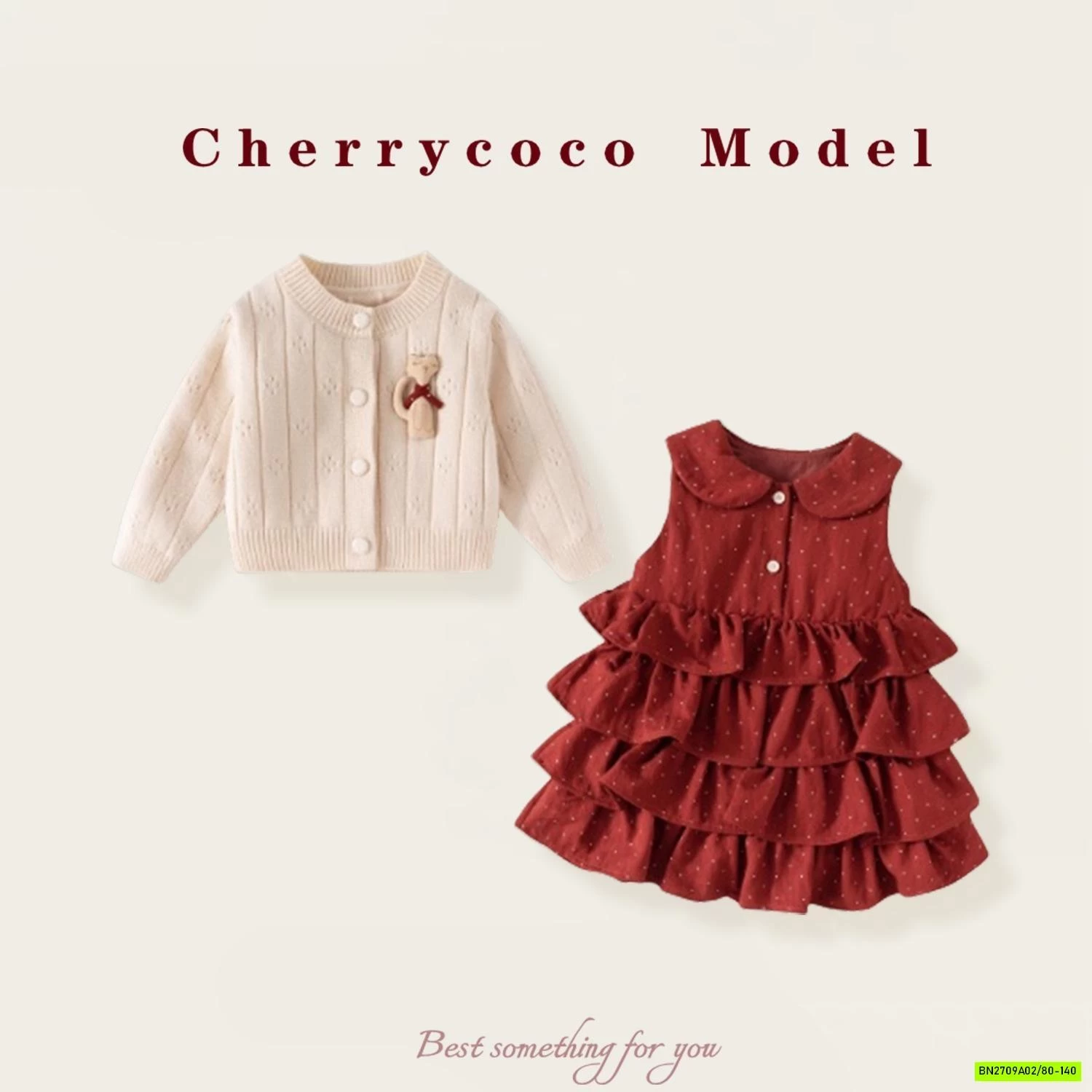 SÉT VÁY TẦNG CỔ SEN + CARDIGAN CHERRYCOCO