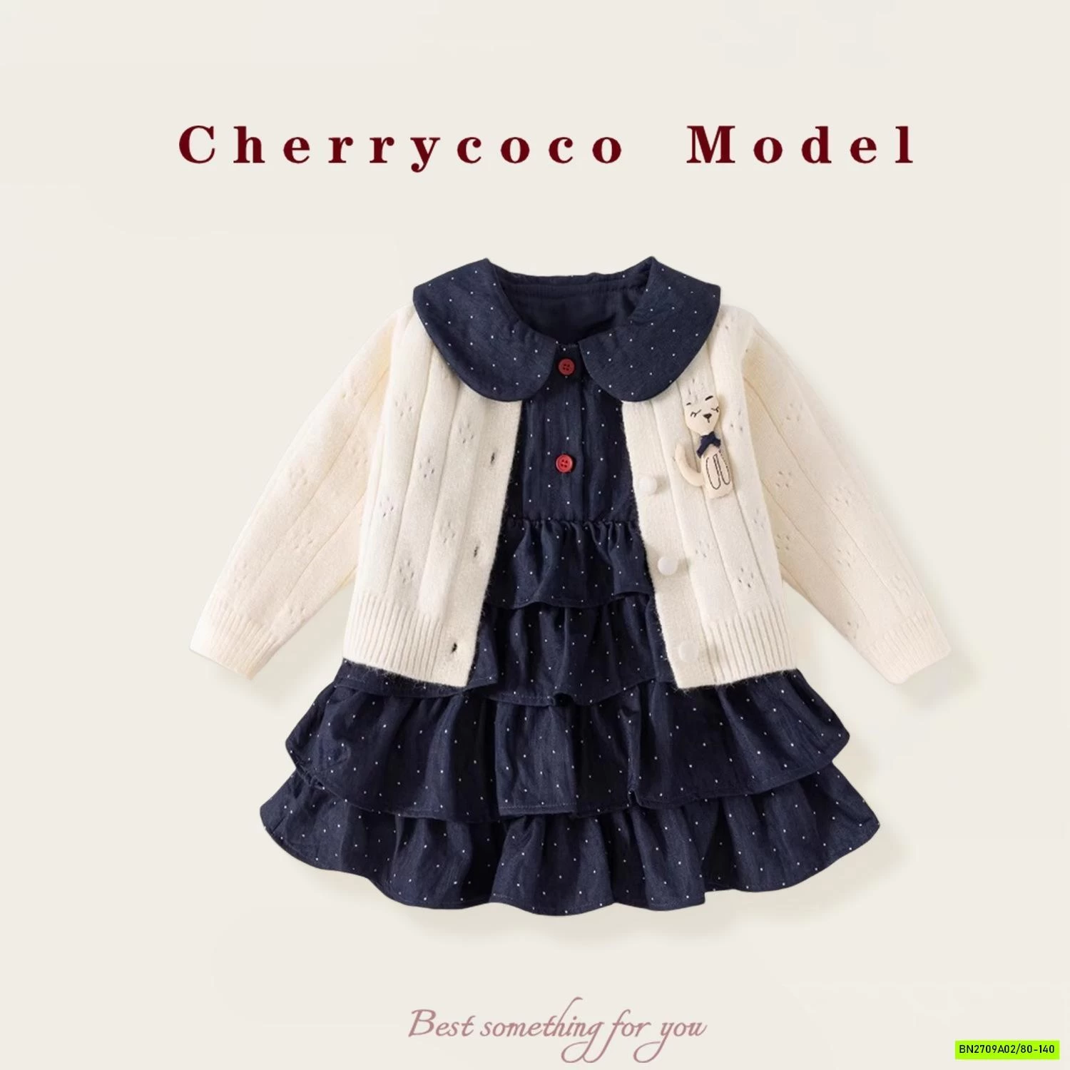 SÉT VÁY TẦNG CỔ SEN + CARDIGAN CHERRYCOCO