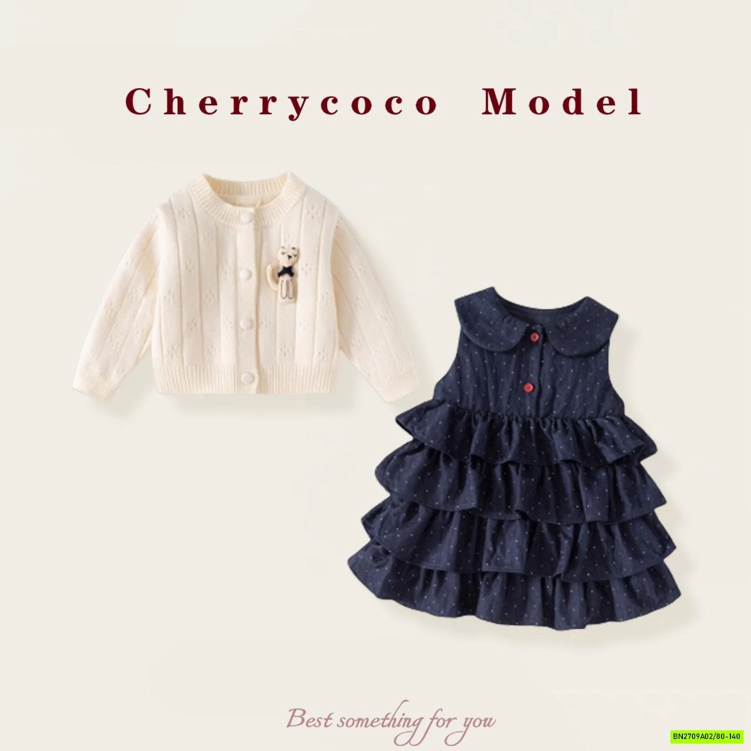 SÉT VÁY TẦNG CỔ SEN + CARDIGAN CHERRYCOCO