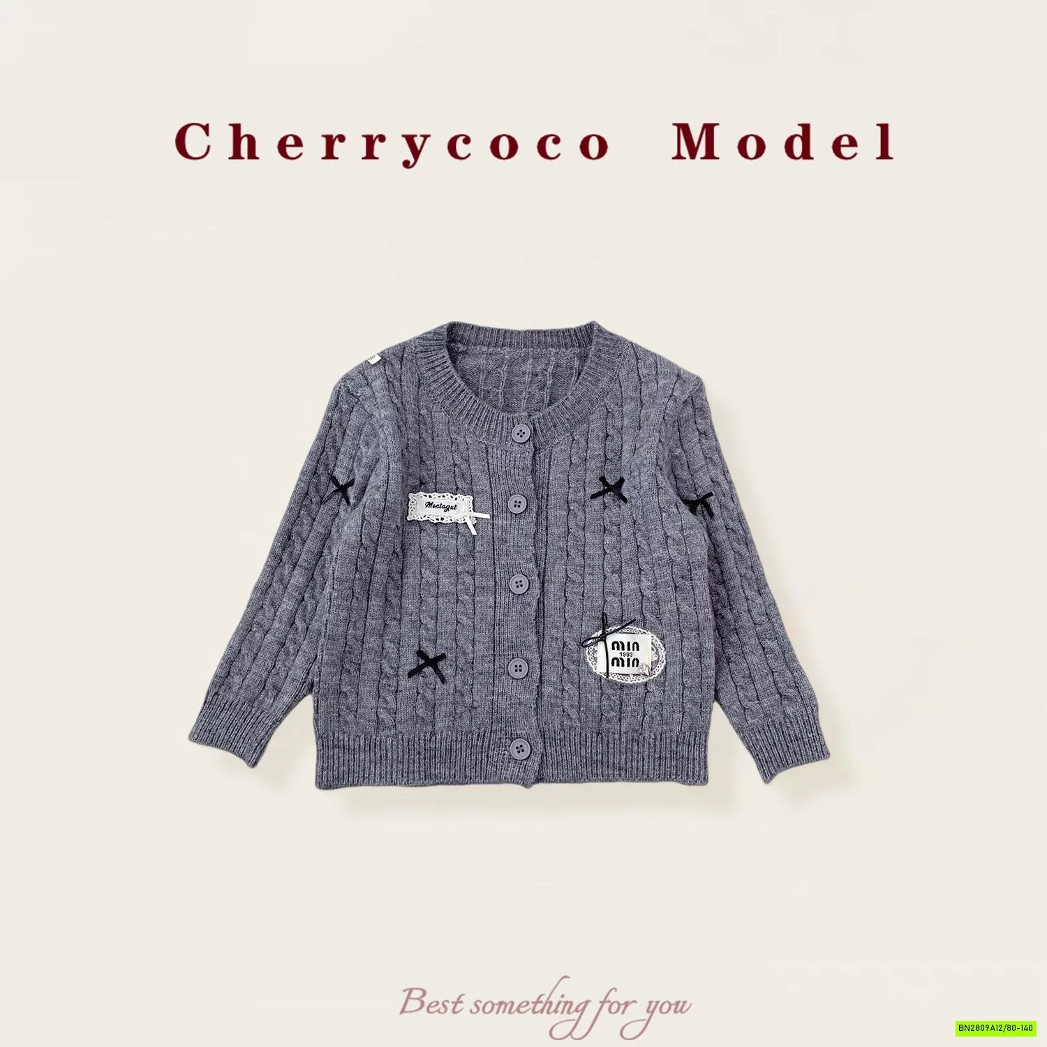 SÉT CARDIGAN LEN + CV TUTU XÁM CHERRYCOCO