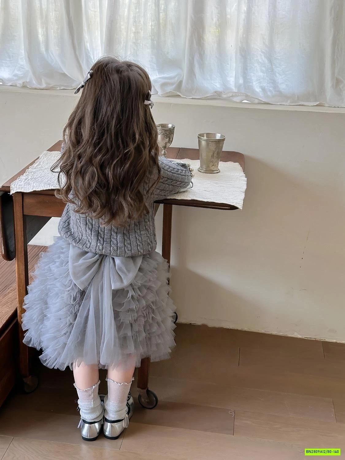 SÉT CARDIGAN LEN + CV TUTU XÁM CHERRYCOCO