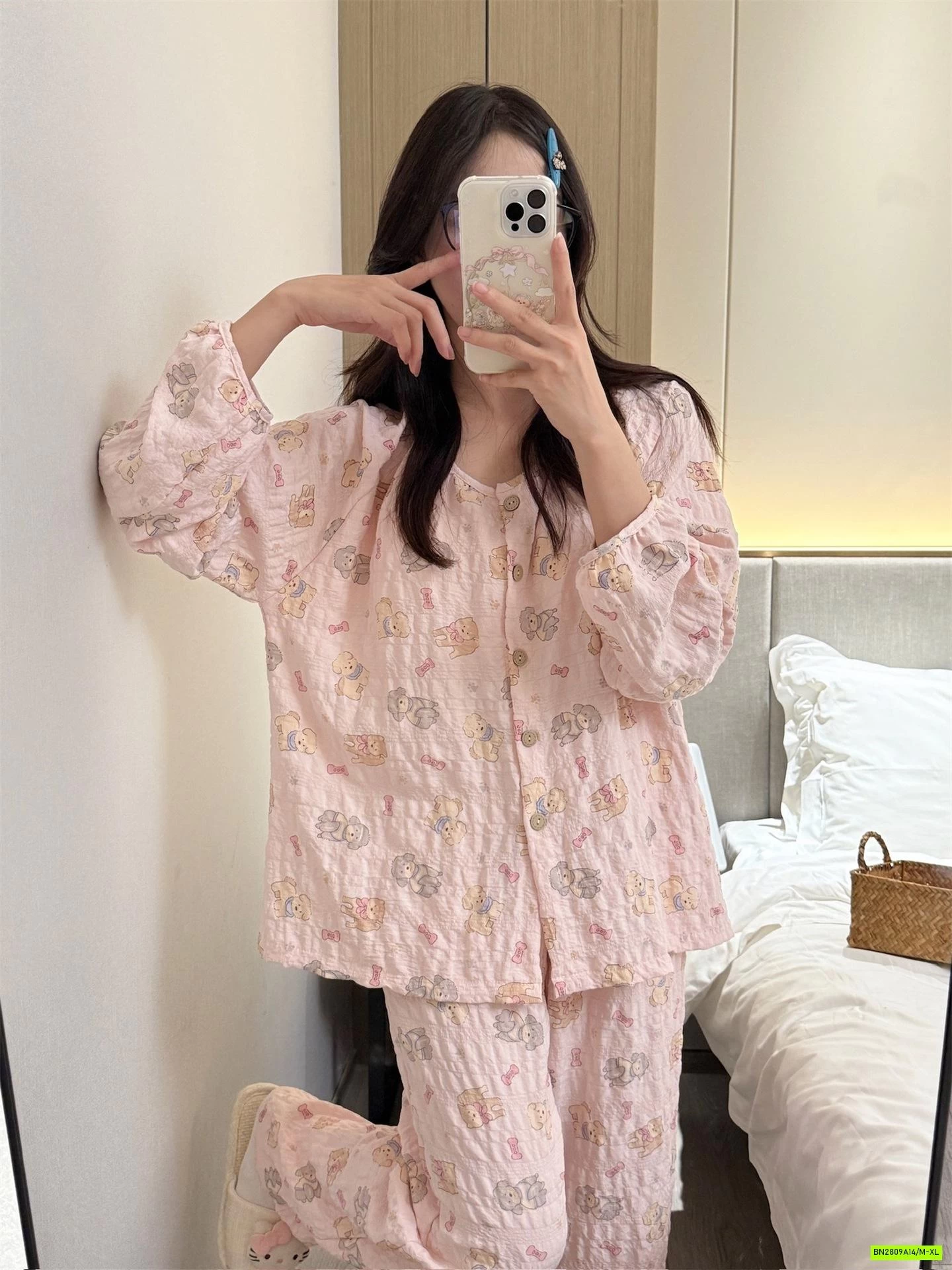 BỘ NGỦ VẢI NHĂN XỐP HỌA TIẾT