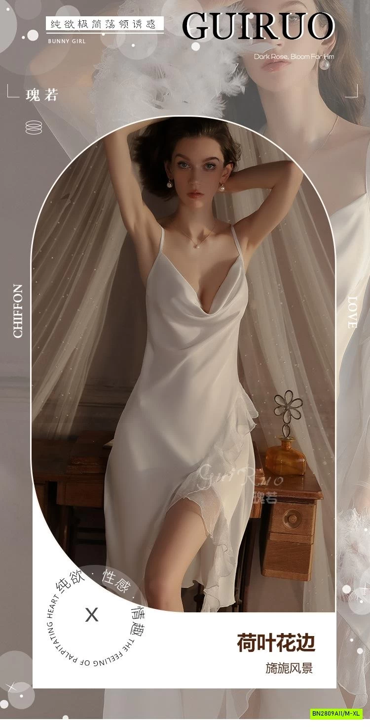 SÉT VÁY NGỦ LỤA 2 DÂY KÈM ÁO CHOÀNG