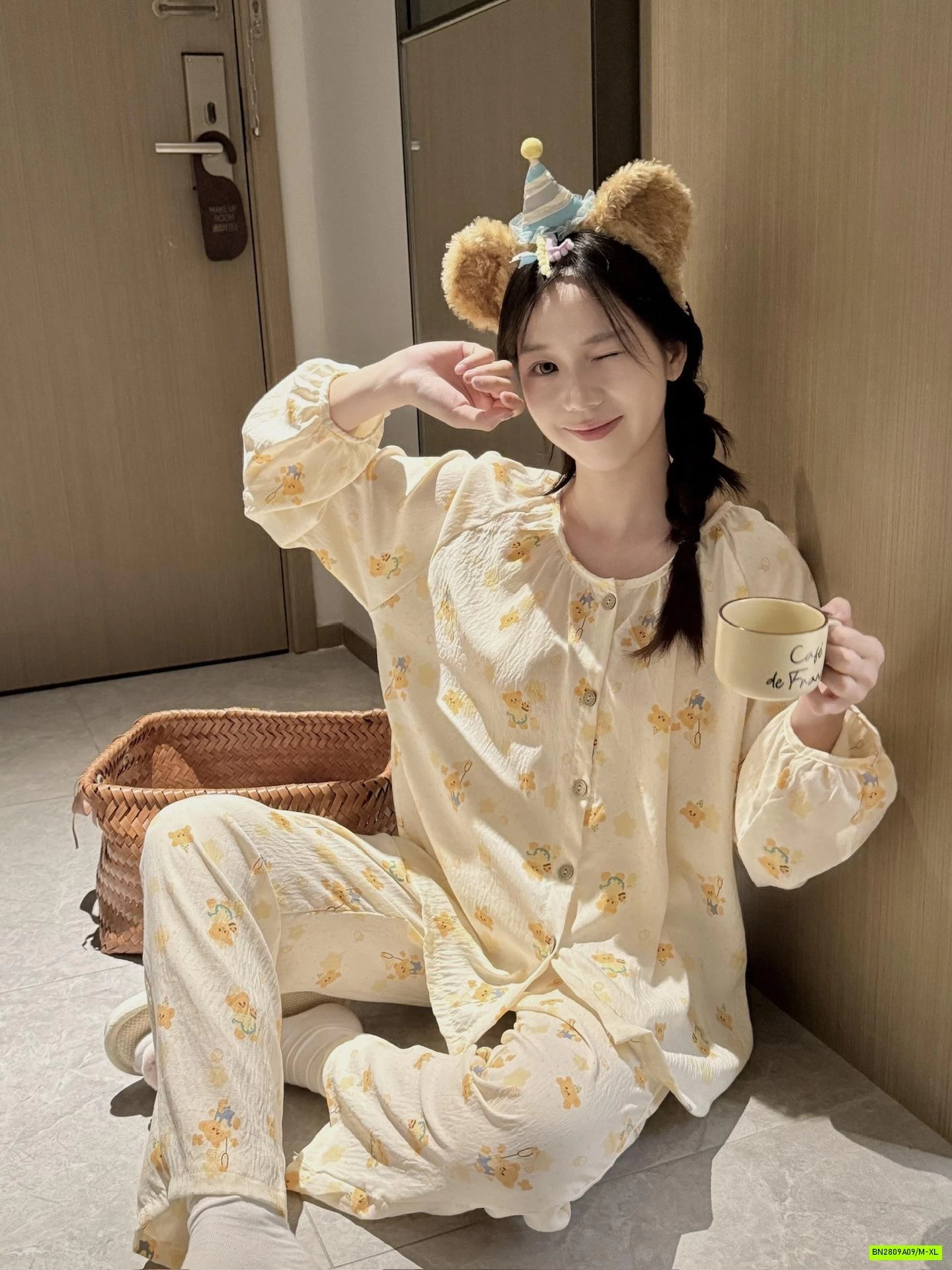 BỘ NGỦ COTTON NHĂN HỌA TIẾT DÀI TAY