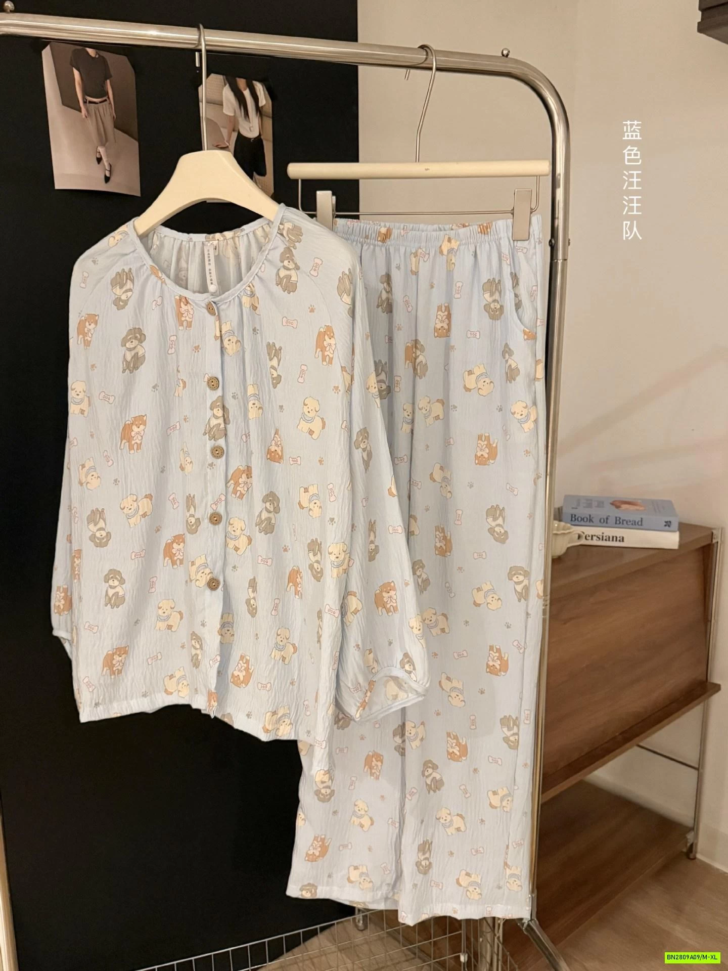 BỘ NGỦ COTTON NHĂN HỌA TIẾT DÀI TAY