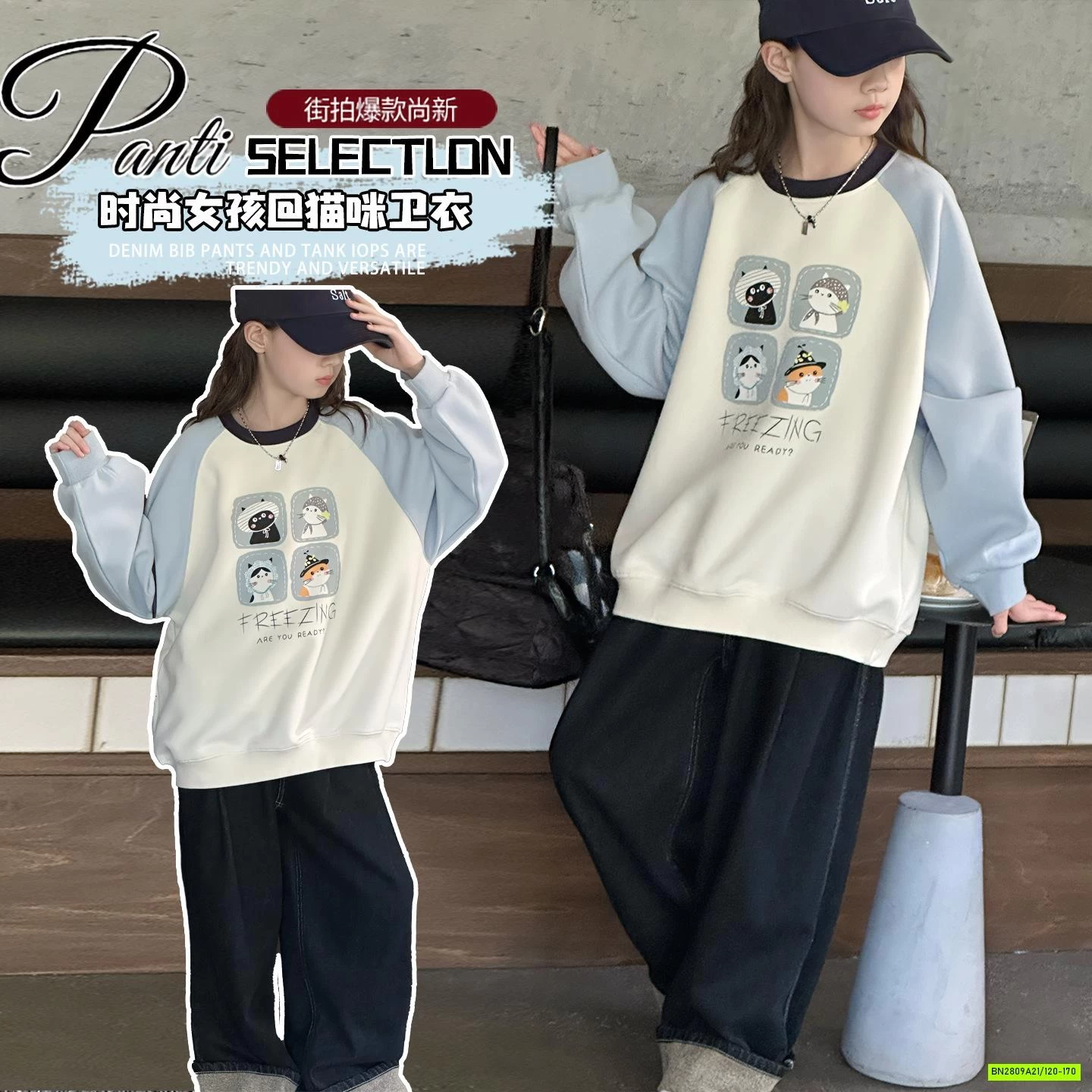 ÁO NỈ PHỐI MÀU TAY IN MÈO