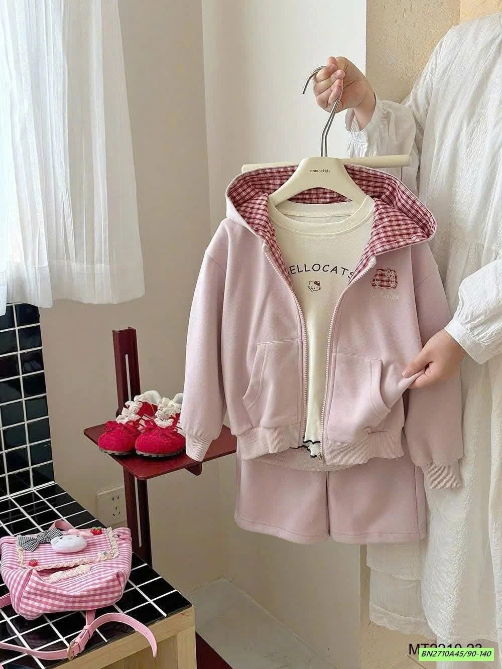 SÉT BỘ NỈ HỒNG ÁO KHOÁC