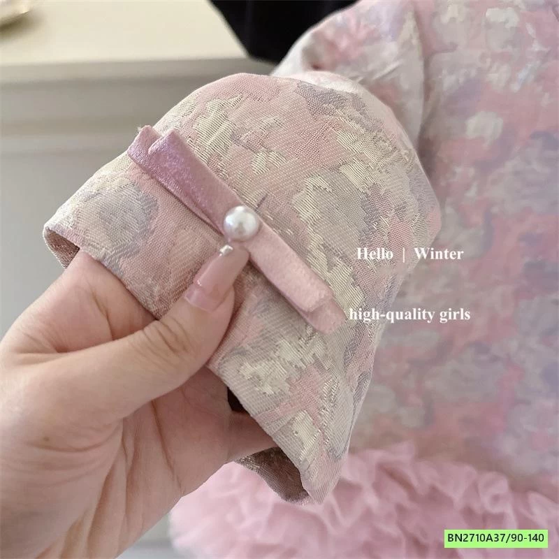 VÁY SƯỜN XÁM HOA TRẦN BÔNG PHỐI REN