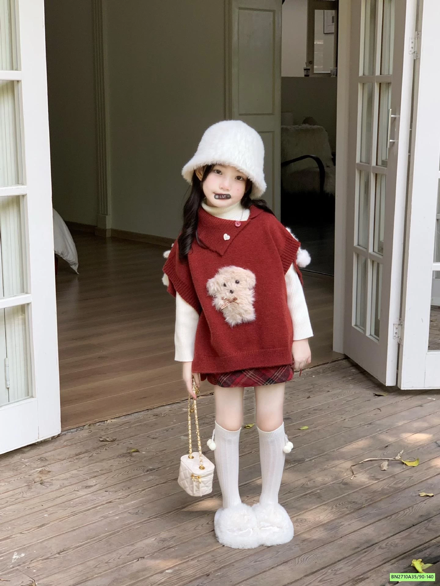 SÉT VÁY LEN ĐỎ 3 CHI TIẾT