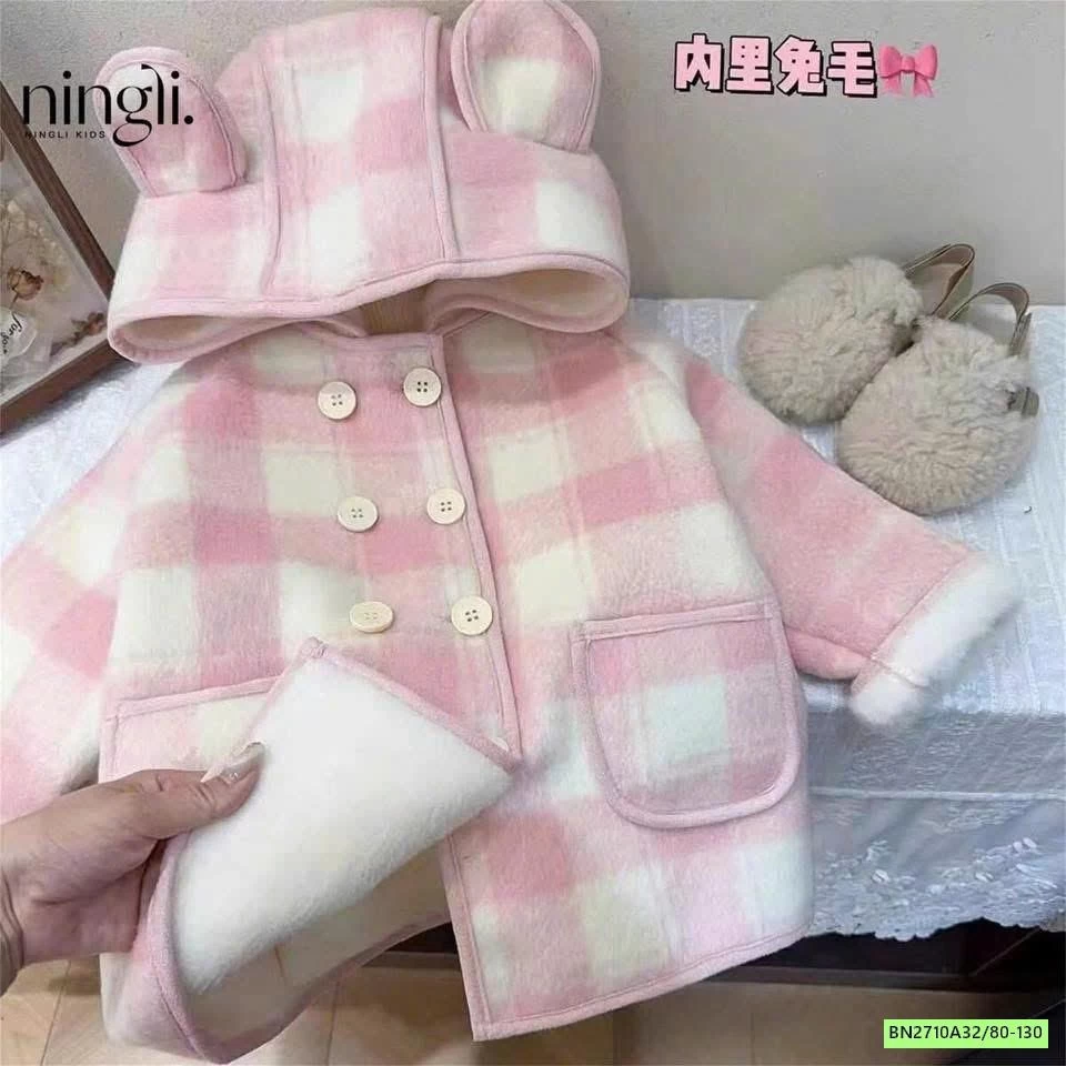 KHOÁC CARO HỒNG LÓT LÔNG