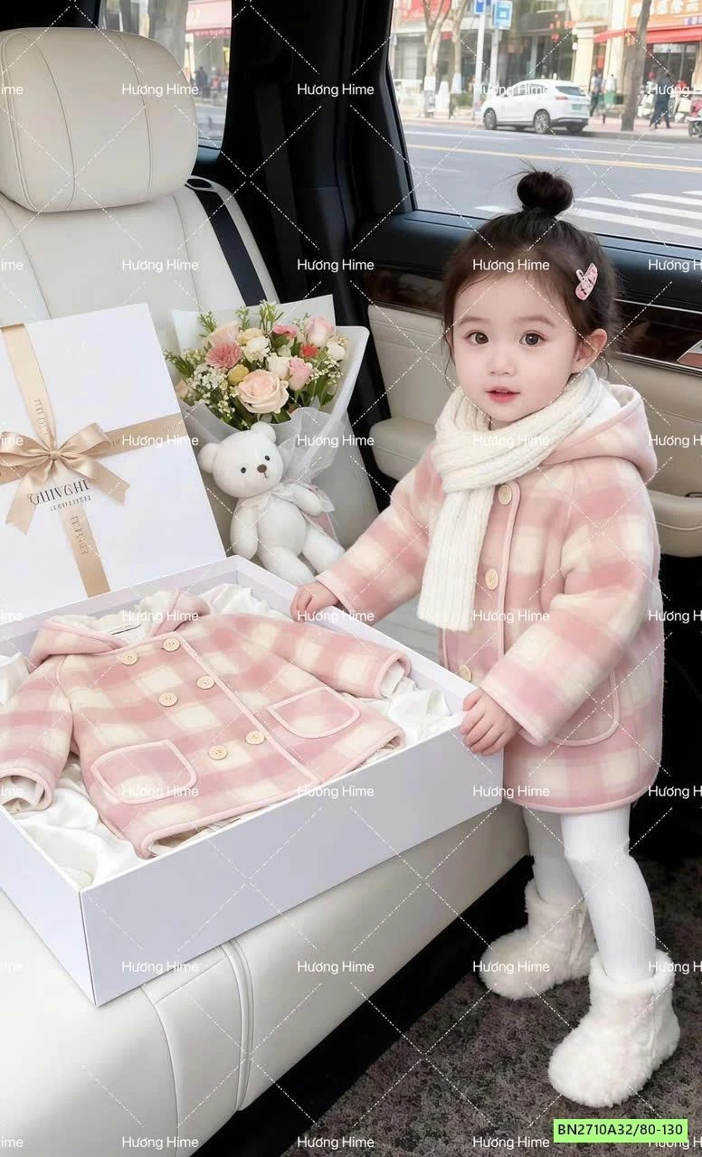 KHOÁC CARO HỒNG LÓT LÔNG