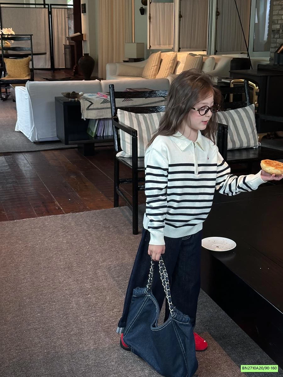 POLO LEN KẺ KHÓA CỔ 25F080 AMBB