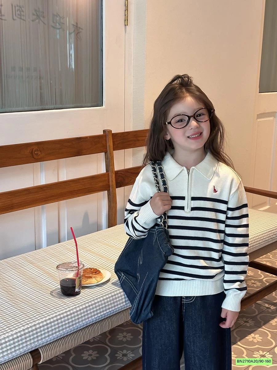 POLO LEN KẺ KHÓA CỔ 25F080 AMBB